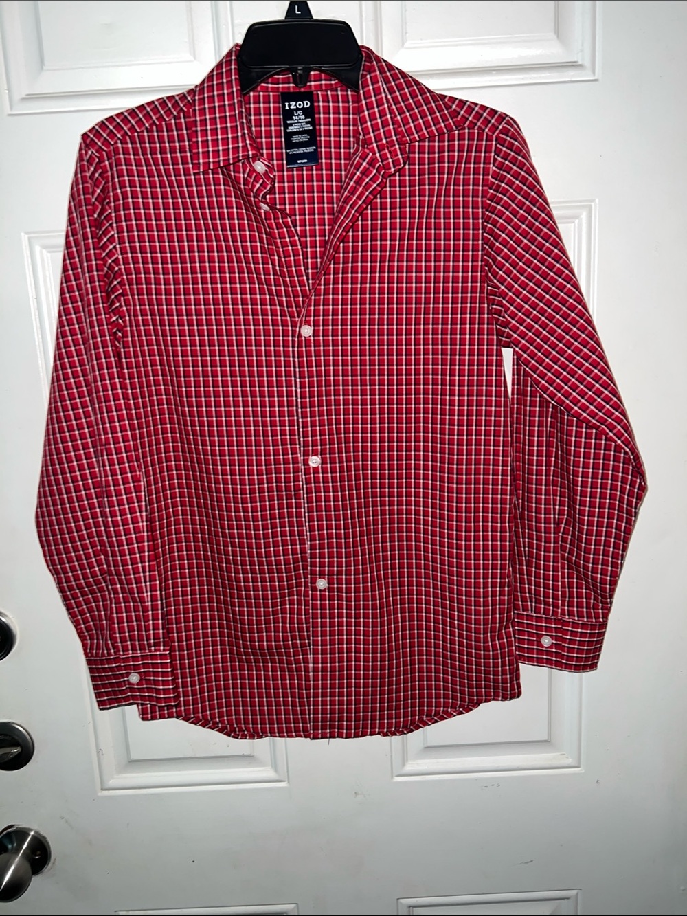 Izod Red Multi-Stripe Plaid Button-Down Shirt
